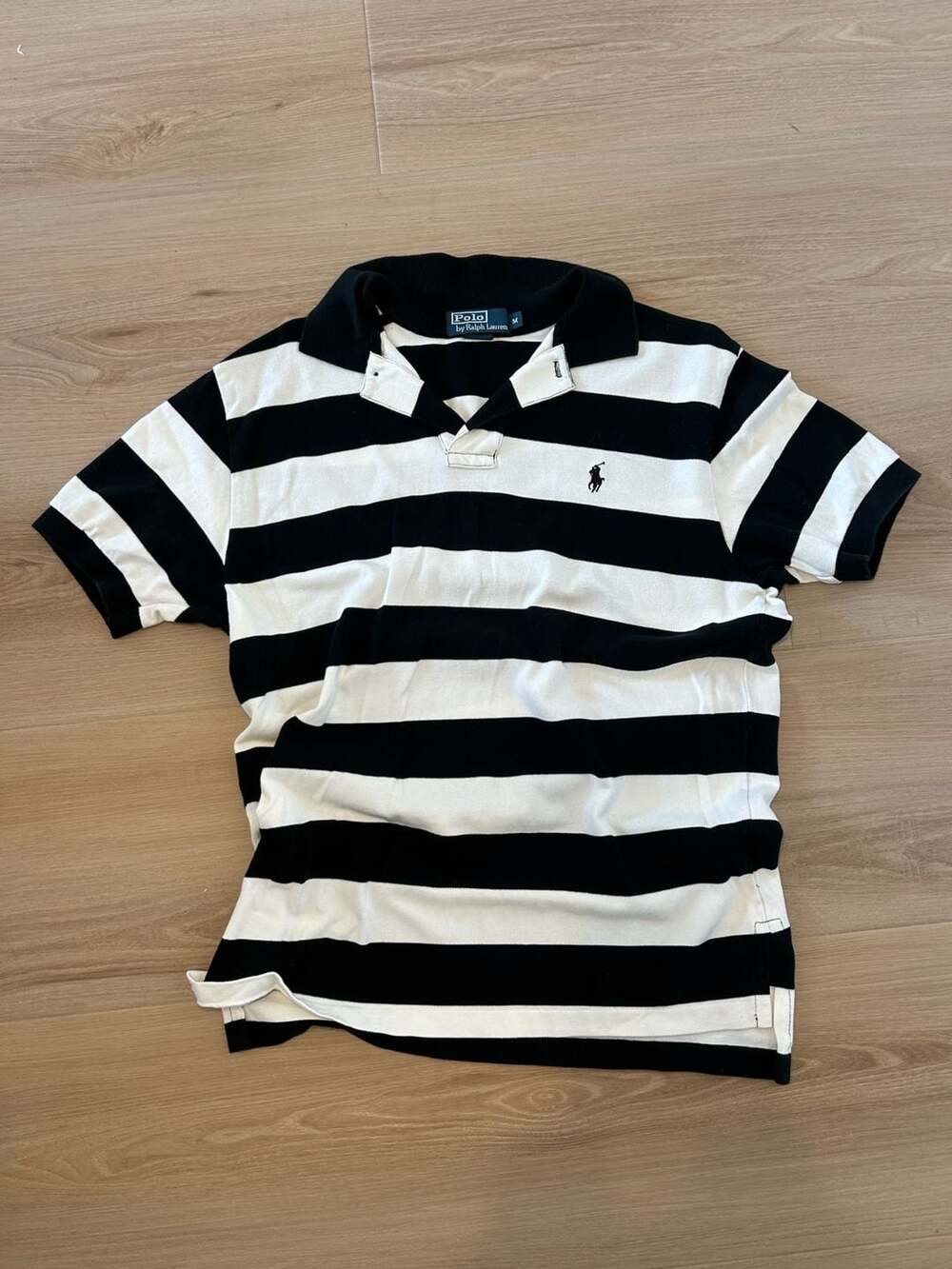 Polo Ralph Lauren Striped Polo Shirt Size M Black White